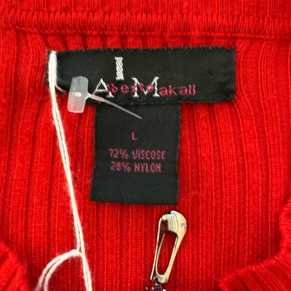 Alberto Makali Red Ribbed Full Zip Sweater Size Large - Picture 2 of 6